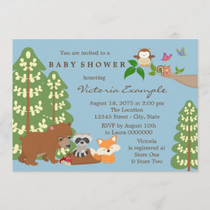 Invitation Bébés de forêt Baby shower des bois