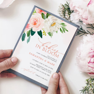 Invitation Bébés en Fleur Baby shower Jumeaux rose pâle