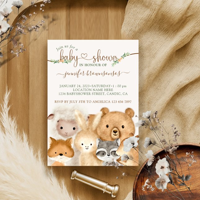 Invitation Bébés mignons animaux (Créateur téléchargé)