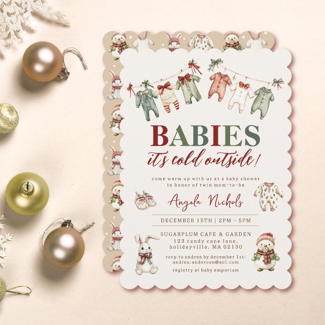 Invitation Bébés mignons Il fait froid dehors Baby shower jum (Créateur téléchargé)