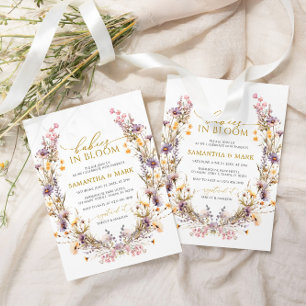 Invitation Bébés pourpres Fleurs sauvages en fleurs Twins Dou