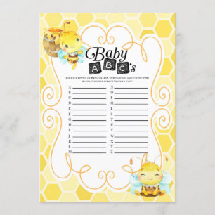 Invitation Bee Baby shower Baby ABC's Game