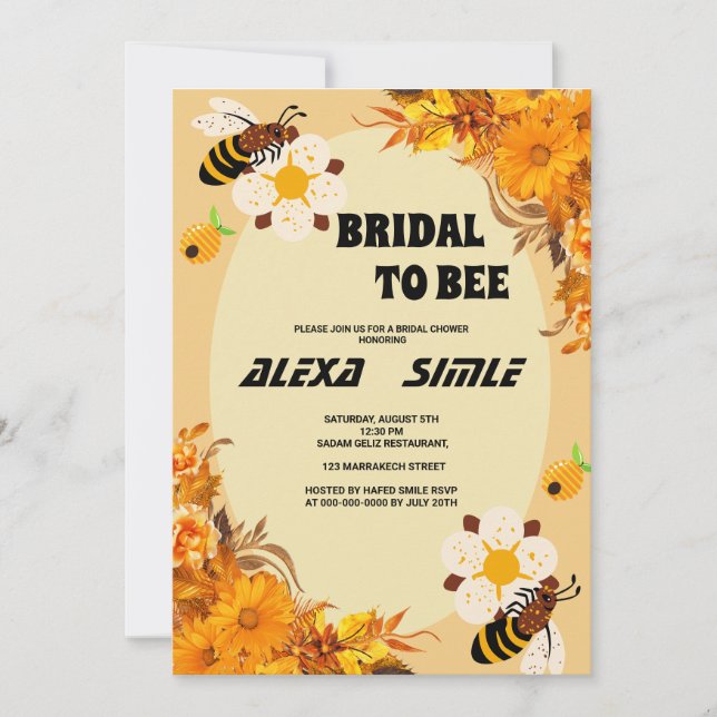 Invitation Bee Bridal douche fleurons jaune (Devant)