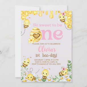 Invitation Bee girl 1er anniversaire invitation, bourdon, abe