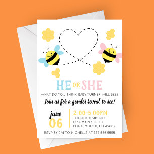 Invitation Bee Them Genre Reveal Party