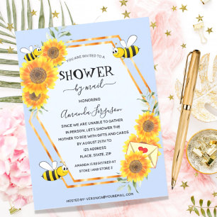 Invitation Bee tournesol garçon bleu clair baby shower par co