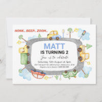 Beep de miel Zoom Transport Anniversaire Fête Invi