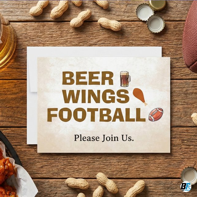 Invitation Beer Wings Football Rustic Game Day Party (Créateur téléchargé)