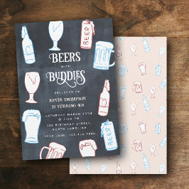 Invitation Beers Rustic Hand Drawn Funny Beer Birthday