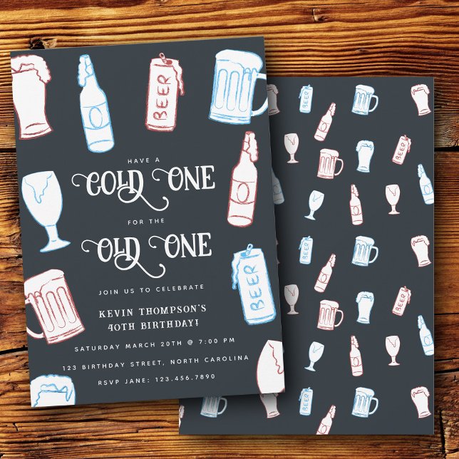 Invitation Beers Rustic Hand Drawn Whimsical Beer Birthday (Beers Rustic Hand Drawn Whimsical Beer Birthday Invitation)