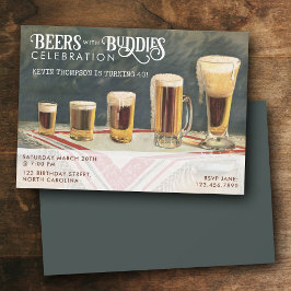 Invitation Beers Rustic Watercolor Beers Buddies Birthday 
