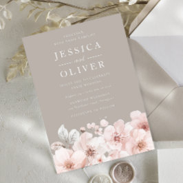 Invitation Beige & Blush Floral Beau Designer Mariage