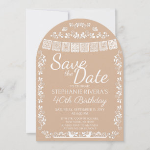 Invitation Beige Cielito Lindo Enregistrez la Date 40e Annive