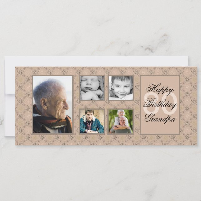 Invitation beige de Multi-Photo de diamants (Devant)