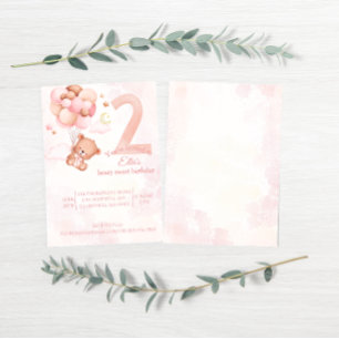 Invitation beige douce Boho rose arc-en-ciel