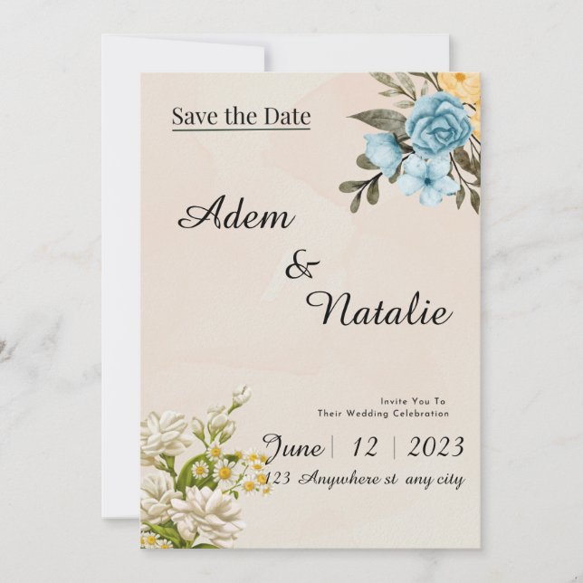 Invitation Beige elegant Wedding Card (Devant)