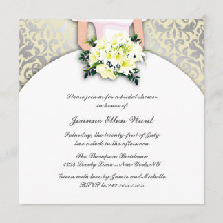 Invitation beige et jaune de Fête de la mariée