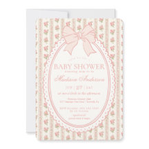 Beige et pêche Baby shower floral vintage élégant