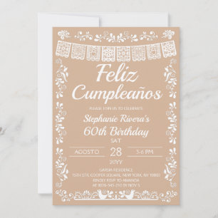 Invitation Beige Joyeux Anniversaire 60e Anniversaire