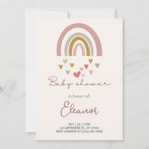 Invitation Beige Modern Cute Baby shower arc-en-ciel