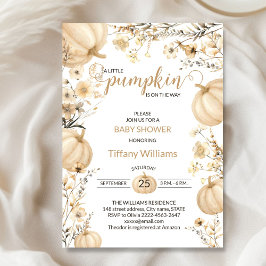 Invitation Beige Pastel Aquarelle Citrouille automne fleurs s