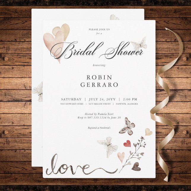 Invitation Beige Rustique Boho Love Fête des mariées (Beige Rustic Boho Love Bridal Shower Invitation)