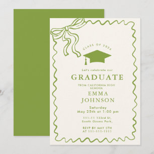 Invitation Beige Simple Line Doodles Graduation Party