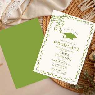 Invitation Beige Simple Line Doodles Graduation Party