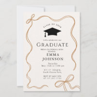 Beige Simple Line Doodles Graduation Party