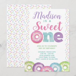 Invitation Beignet, bonbon un, ęr anniversaire