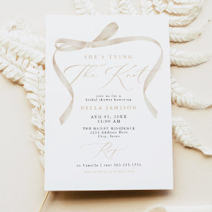 Invitation BELLA Ivory Bow She's Tying the Knot Fête des mari