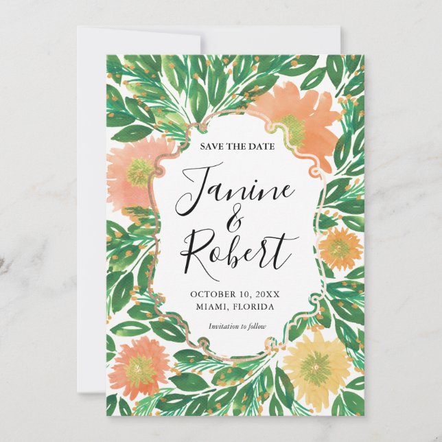 Invitation Belle aquarelle de fleurs Peinture Enregistrer la  (Devant)