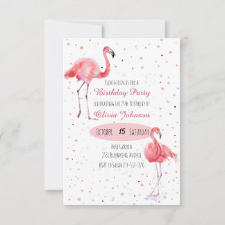 Invitation Belle aquarelle Flamant rose rose
