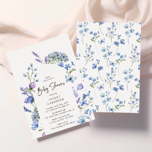 Invitation Belle Arche Fleur Bleue Baby Shower Sauvage
