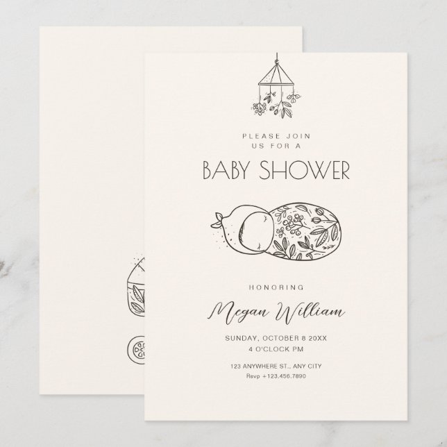 Invitation Belle art pour bébé (Devant / Derrière)