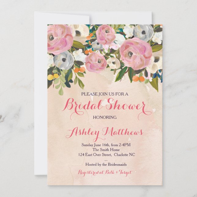 Invitation Belle automne Baby shower floral Invitation, bébé (Devant)