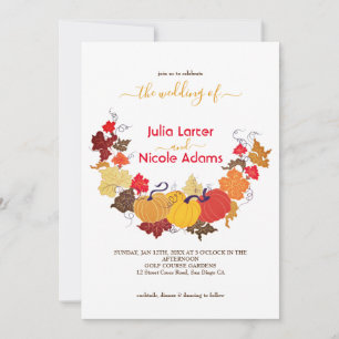 Invitation Belle Automne Citrouilles Floral Jardin Mariage