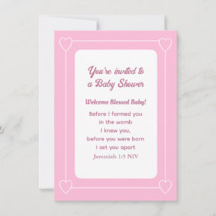 Invitation Belle Bible Baby shower Verse Rose clair Simple