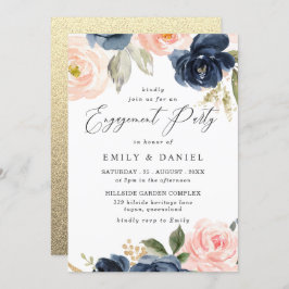Invitation Belle Blush & Navy Flowers