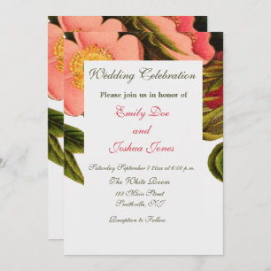 Invitation Belle Botanique rose Rose vintage