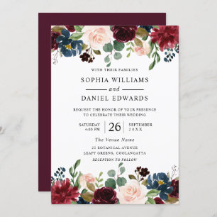 Invitation Belle Bourgogne Blush Floral Mariage