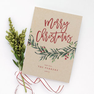 Invitation Belle branche joyeux noël non photo vacances dans