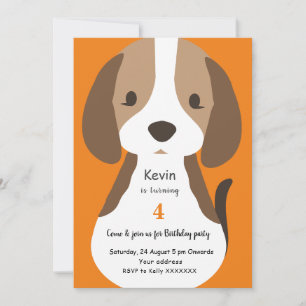 Invitation Belle caricature chien anniversaire de enfant fête