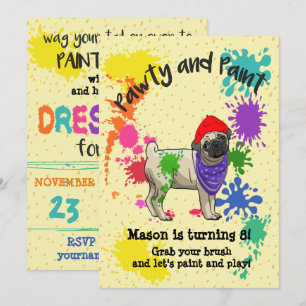 Invitation Belle Carlin Chien Amusant Art Anniversaire Fête I