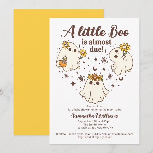 Invitation Belle Chute Un Petit Boo Est Presque À Baby shower (Devant / Derrière)