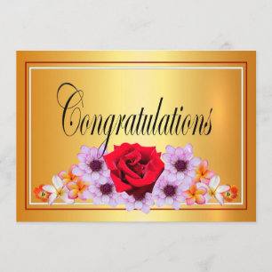 Invitation Belle conception florale or félicitations