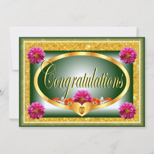 Invitation Belle conception florale verte félicitations
