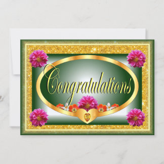 Invitation Belle conception florale verte félicitations