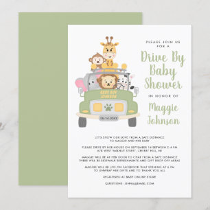 Invitation Belle Conduite Par Le Baby shower Animal Safari