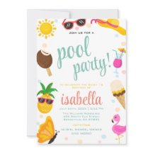 Belle Cool Piscine Tropicale Fête d'été Anniversai